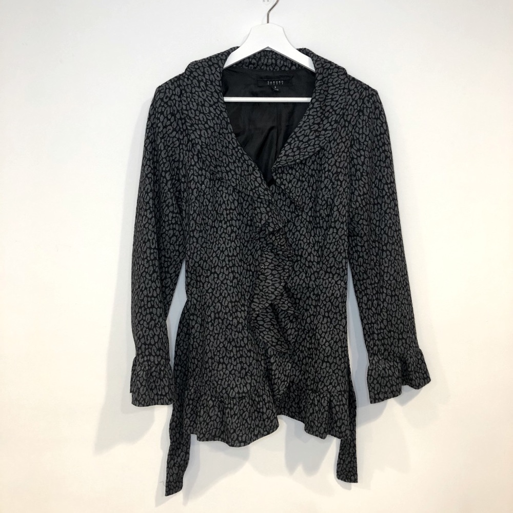 SANDRO STUDIO Black/Gray Cheetah Jacket